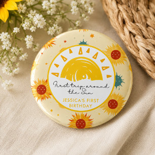 Macaron Rond 2,50 Cm Premier Voyage Autour du Soleil 1er Anniversaire
