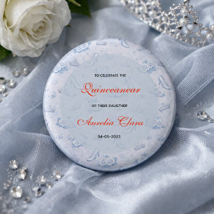 Macaron Rond 2,50 Cm Princesse Argent Bleu Clair Quinceanera Anniversai