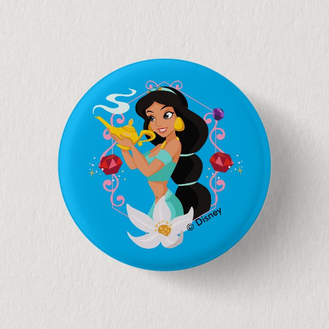 Macaron Rond 2,50 Cm Princesse Jasmine Avec Lampe Magique (Devant)