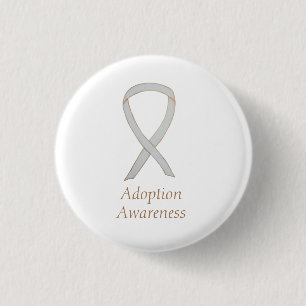 Macaron Rond 2,50 Cm Prise de conscience de l'adoption White Ribbon Cus