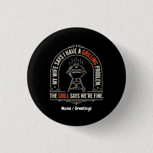 Macaron Rond 2,50 Cm Problème de Grillade Drôle Cadeau Humour BBQ Maîtr