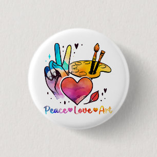 Macaron Rond 2,50 Cm Professeur D'Art Peace Love Art Pour Artistes Et P