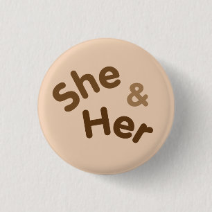 Macaron Rond 2,50 Cm Pronoun Pin Elle/Elle