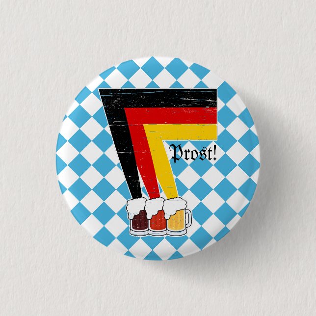 Macaron Rond 2,50 Cm Prost ! Bières formant le drapeau allemand (Devant)
