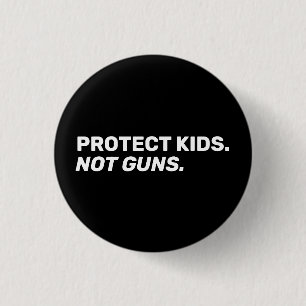 Macaron Rond 2,50 Cm Protéger les enfants Pas d'armes noir blanc gras t