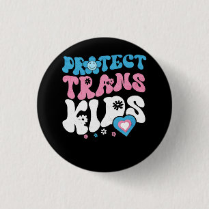 Macaron Rond 2,50 Cm Protéger les enfants transgenres LGBT Pride Transg