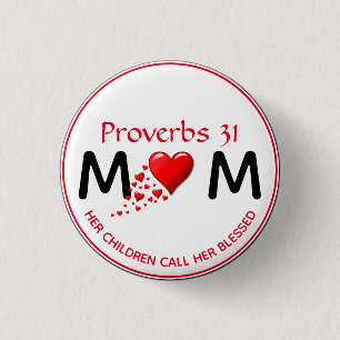 Macaron Rond 2,50 Cm PROVERBS 31 MUM MOM Red Heart Mother's Day
