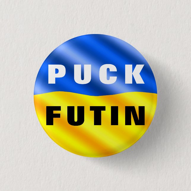 Macaron Rond 2,50 Cm Puck Futin Bouton Liberté pour l'Ukraine (Devant)