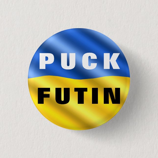 Macaron Rond 2,50 Cm Puck Futin drapeau ukrainien soutien boutons Ukrai (Devant)