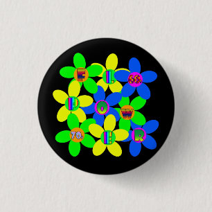 Macaron Rond 2,50 Cm Puissance des fleurs des années 60-les années 70
