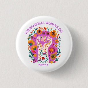 Macaron Rond 2,50 Cm Puissante Fête Florale Internationale des Femmes