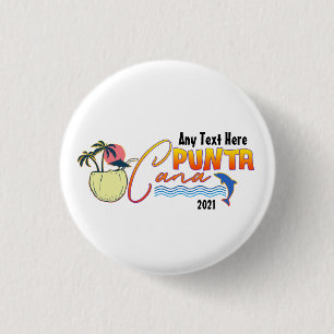 Macaron Rond 2,50 Cm Punta Cana Vacances Plage Famille Correspondant Pe