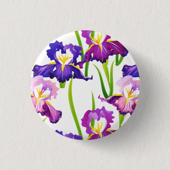 Macaron Rond 2,50 Cm Purple Rustique Pré Iris Fleurs Aquarelle (Devant)