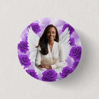 Macaron Rond 2,50 Cm Purple Sky Funeral Memorial Button Rose Angel Wing