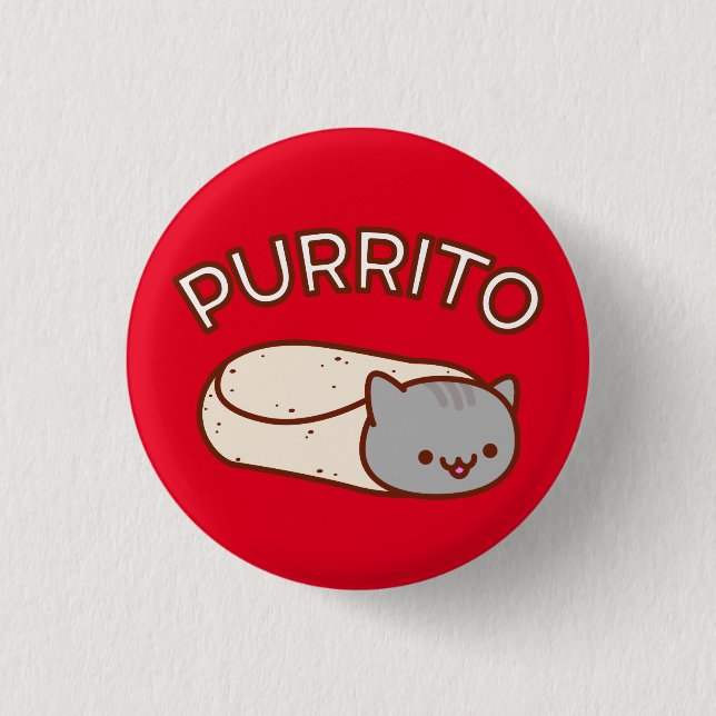 Macaron Rond 2,50 Cm PURRITO Chat - Bouton - Chat Burrito (Devant)