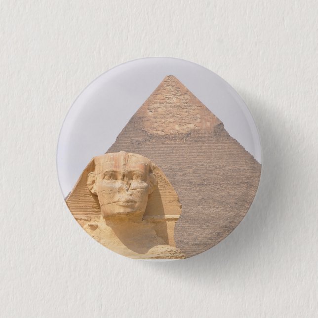 Macaron Rond 2,50 Cm Pyramides de Gizeh Sphinx Pharaon Égypte ancienne  (Devant)