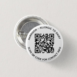 Macaron Rond 2,50 Cm QR Code scannable sans contact Info texte personna