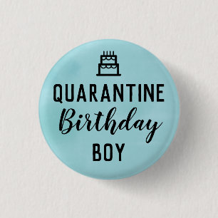 Macaron Rond 2,50 Cm Quarantine Anniversaire Bouton Garçon Bleu Pin