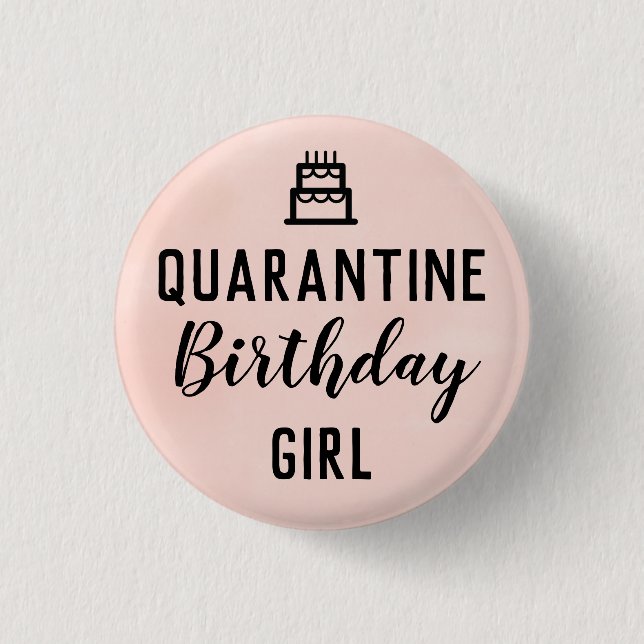 Macaron Rond 2,50 Cm Quarantine Anniversaire Bouton rose (Devant)