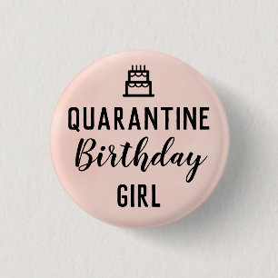 Macaron Rond 2,50 Cm Quarantine Anniversaire Bouton rose