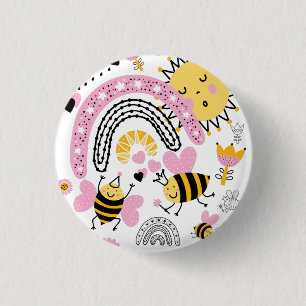 Macaron Rond 2,50 Cm Queen BEES Cute BFF, Baby Girl, Girly Toxits Rose