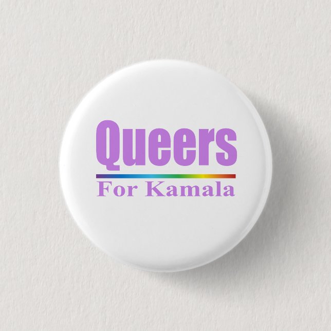 Macaron Rond 2,50 Cm Queers pour Kamala / Kamala Harris (Devant)