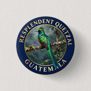 Macaron Rond 2,50 Cm 🐦 Quetzal resplendissant Guatemala Oiseau exotiqu
