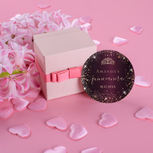 Macaron Rond 2,50 Cm Quinceanera burgundy rose gold tiara name script