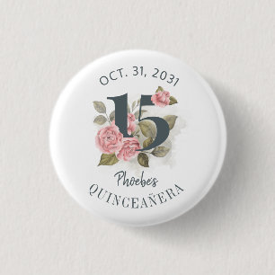 Macaron Rond 2,50 Cm Quinceanera Floral rustique 15e anniversaire