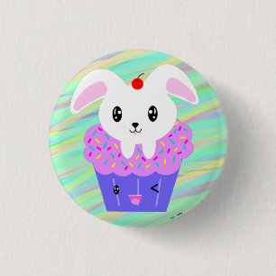 Macaron Rond 2,50 Cm Rabbit Cupcake Cute Kawaii Pastel Arc-en-ciel