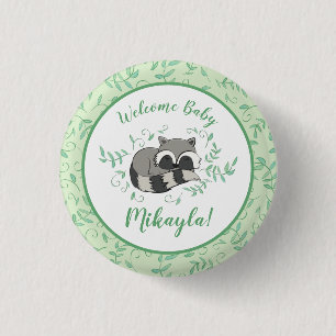 Macaron Rond 2,50 Cm Raccoon Baby shower Bois Animaux