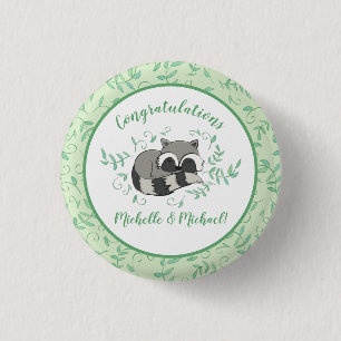 Macaron Rond 2,50 Cm Raccoon Baby shower Bois Animaux