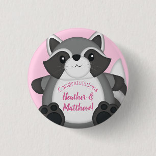 Macaron Rond 2,50 Cm Raccoon Baby shower rose