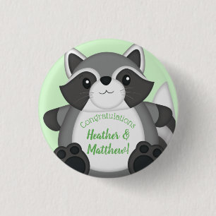 Macaron Rond 2,50 Cm Raccoon Baby shower vert