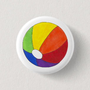 Macaron Rond 2,50 Cm Rainbow Beach Ball Beachball Ocean Vacances Été