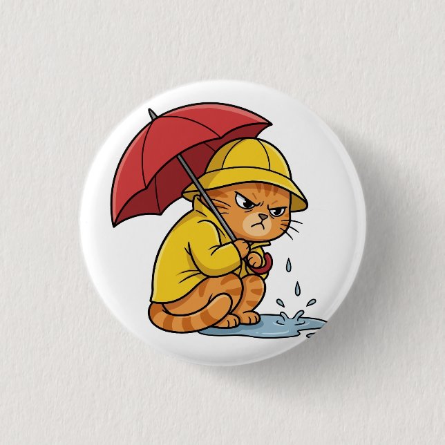 Macaron Rond 2,50 Cm Rainy Cat Mood Button (Devant)