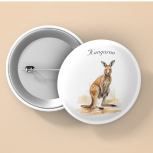 Macaron Rond 2,50 Cm Randonneur Outback : Kangourou aquarelle personnal