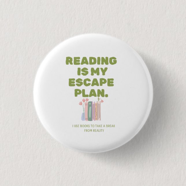 Macaron Rond 2,50 Cm Reading is My Escape Plan - Cozy Book Lover's Desi (Devant)