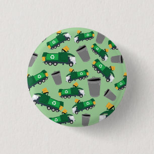 Macaron Rond 2,50 Cm Recyclage Motif de camion-poubelle