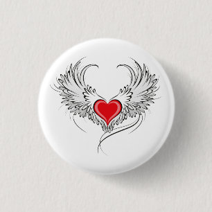 Macaron Rond 2,50 Cm Red Angel Coeur avec ailes