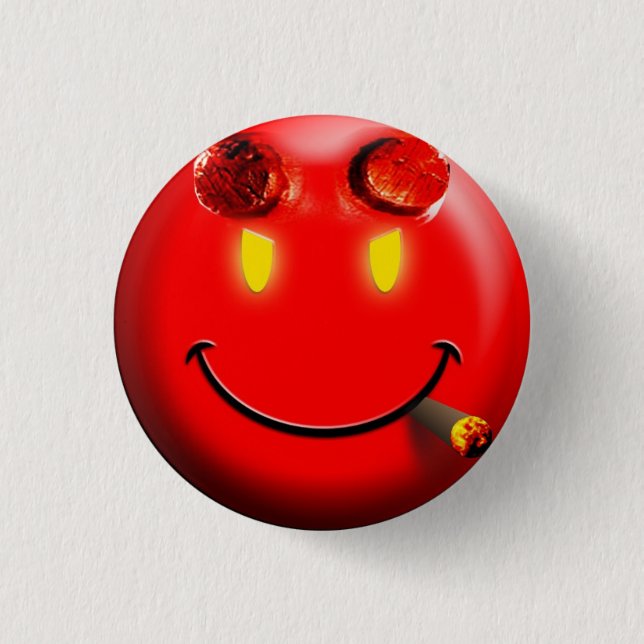Macaron Rond 2,50 Cm Red Devil Face - bouton (Devant)