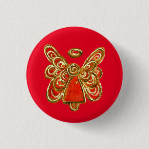 Macaron Rond 2,50 Cm Red Guardian Angel Art Custom Holiday Button Pins