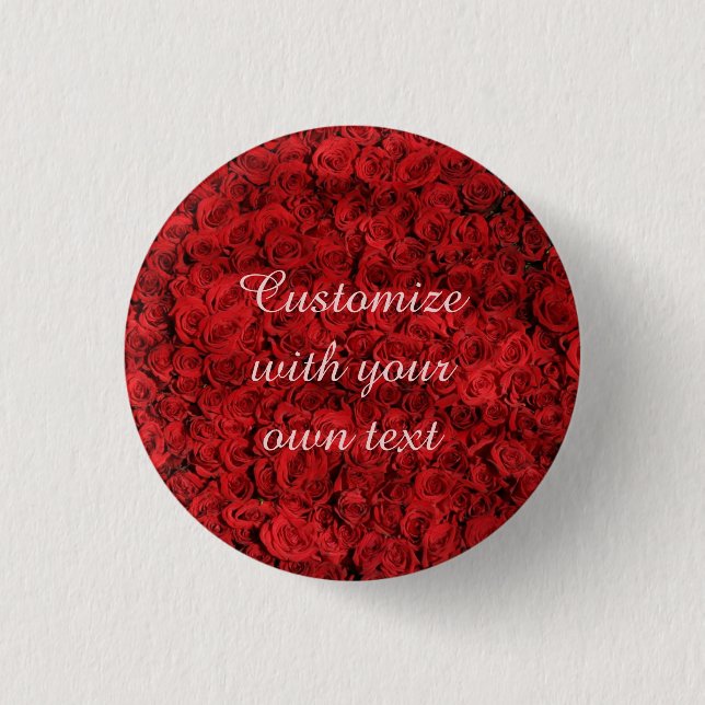Macaron Rond 2,50 Cm Red Roses Custom Text (Devant)