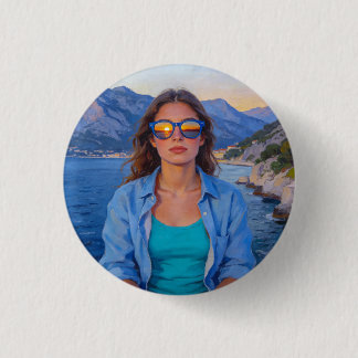 Macaron Rond 2,50 Cm Reflets du coucher de soleil méditerranéen – Moder