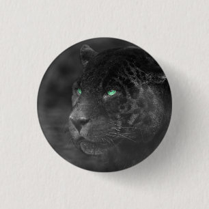 Macaron Rond 2,50 Cm Regard d'émeraude de Jaguars noirs