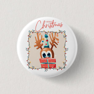 Macaron Rond 2,50 Cm Reindeer Joueur avec cadeau