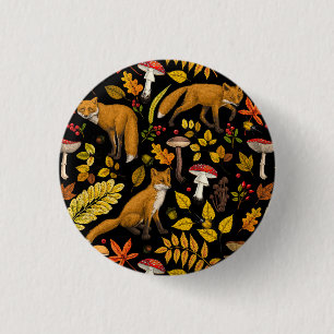 Macaron Rond 2,50 Cm Renard d'automne sur noir