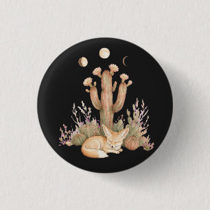 Macaron Rond 2,50 Cm Renard de Fennec Bohème du Désert Endormi Sous Cac