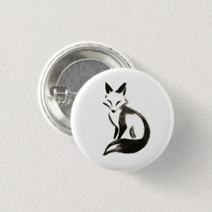 Macaron Rond 2,50 Cm Renard silencieux – Conception de pinceau à encre