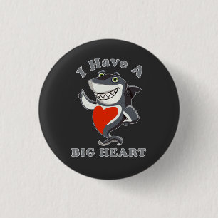 Macaron Rond 2,50 Cm Requin J'Ai Un Grand Coeur Valentines Day Love T-S